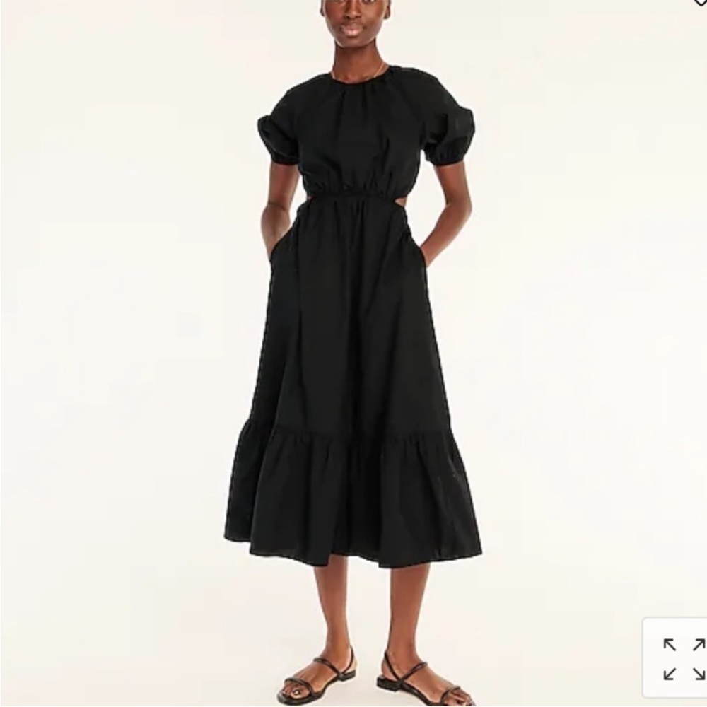 J. Crew Side-cutout Cotton Poplin Dress Black NWT Size 14